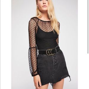 Free People Mesh Polka Dot Top Never Worn
